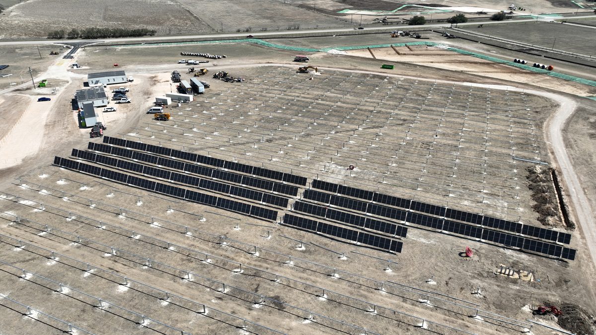 Solar panel farm aerial