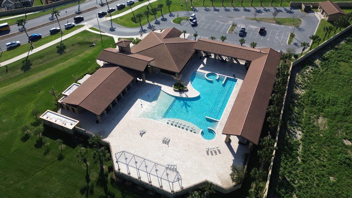 Community with pool aerial